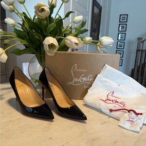 Christian Louboutin Glossy Black Heels with Red Sole